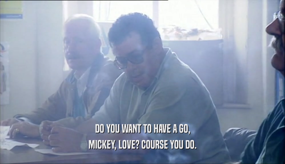 DO YOU WANT TO HAVE A GO, MICKEY, LOVE? COURSE YOU DO. 