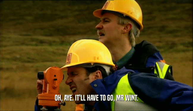 OH, AYE. IT'LL HAVE TO GO, MR WINT.  