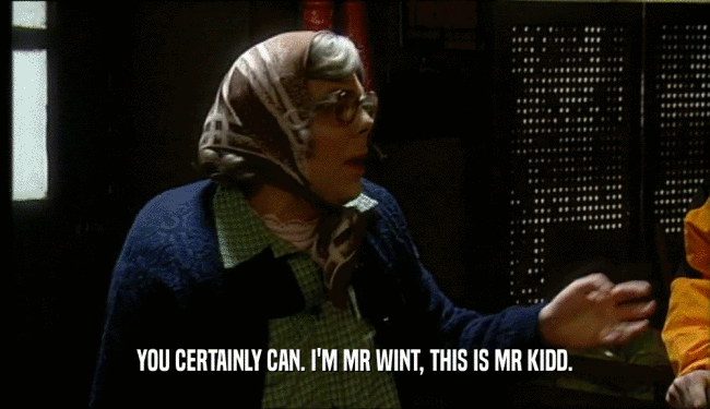 YOU CERTAINLY CAN. I'M MR WINT, THIS IS MR KIDD.  