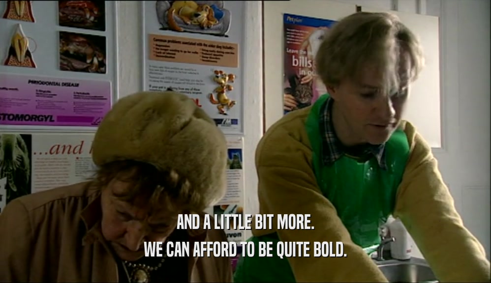 AND A LITTLE BIT MORE. WE CAN AFFORD TO BE QUITE BOLD. 