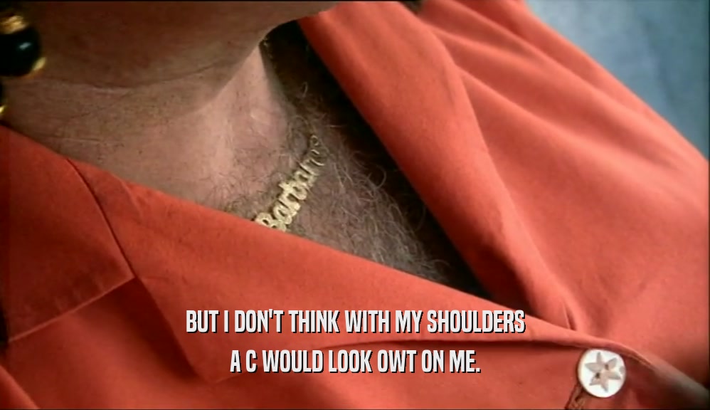 BUT I DON'T THINK WITH MY SHOULDERS A C WOULD LOOK OWT ON ME. 