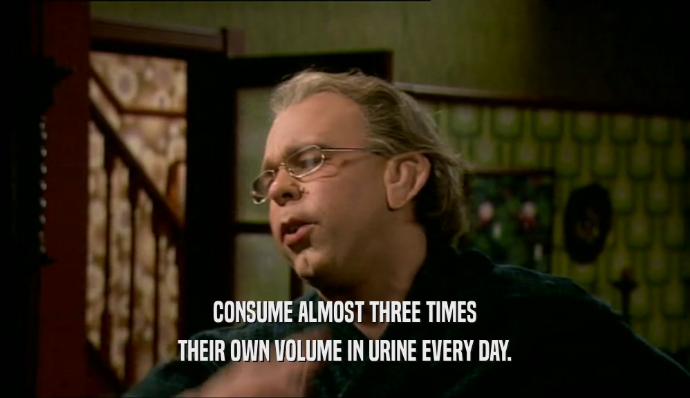 CONSUME ALMOST THREE TIMES THEIR OWN VOLUME IN URINE EVERY DAY. 