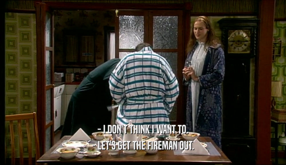 - I DON'T THINK I WANT TO. - LET'S GET THE FIREMAN OUT. 