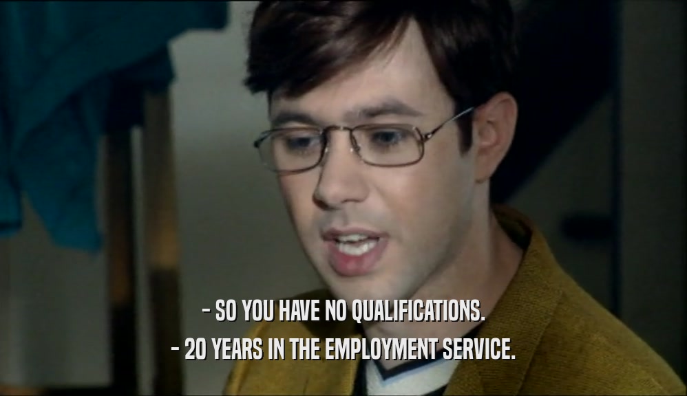 - SO YOU HAVE NO QUALIFICATIONS. - 20 YEARS IN THE EMPLOYMENT SERVICE. 
