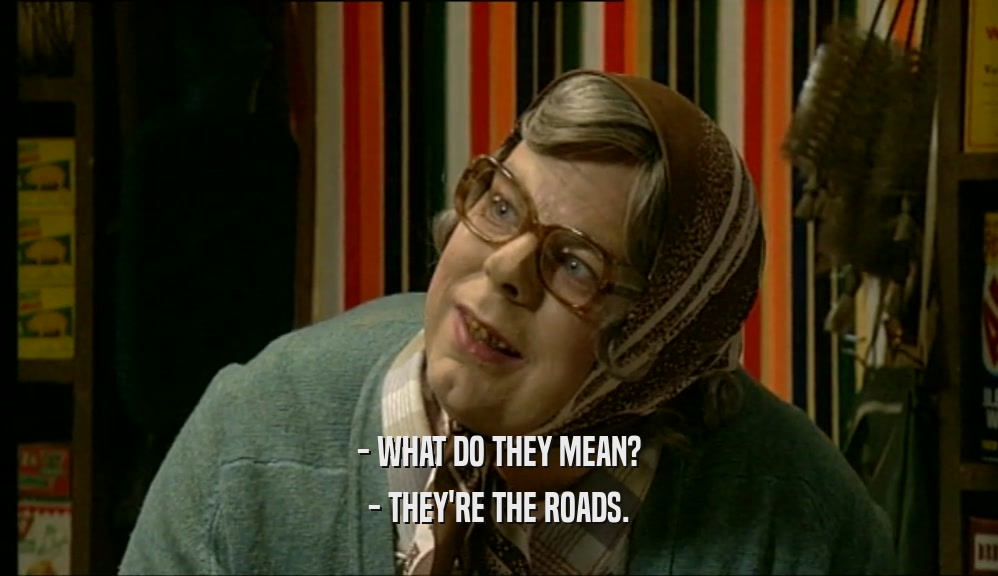- WHAT DO THEY MEAN? - THEY'RE THE ROADS. 