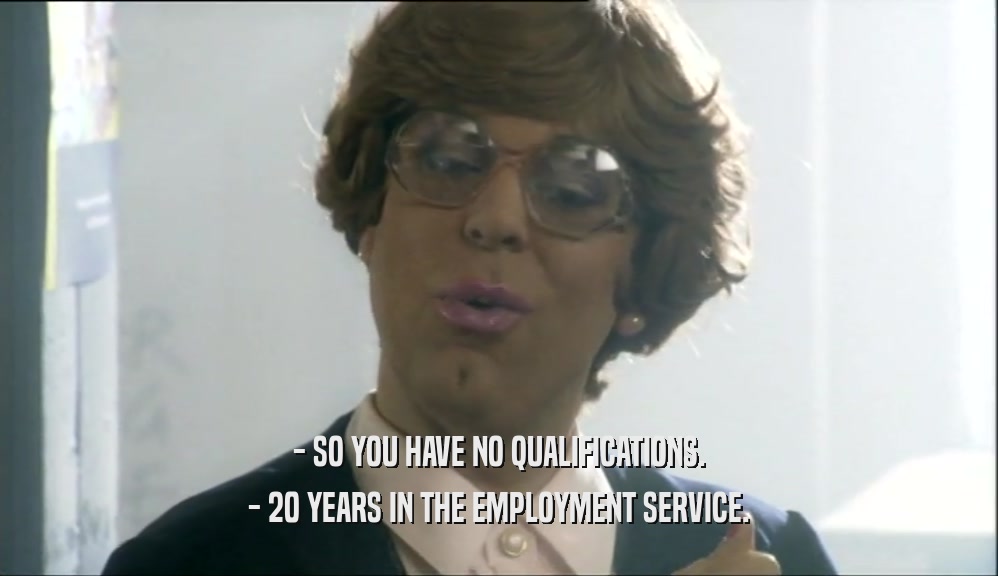 - SO YOU HAVE NO QUALIFICATIONS. - 20 YEARS IN THE EMPLOYMENT SERVICE. 