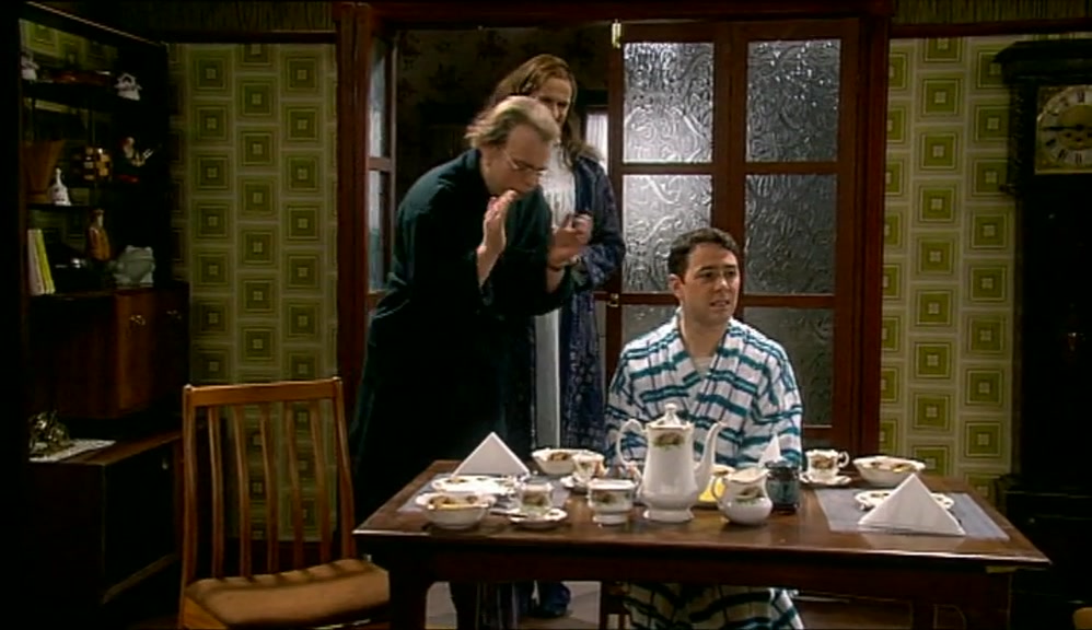 COME ON, ON YOUR FEET. ONE MUSTN'T BE ASHAMED OF ONE'S BODILY FUNCTIONS. 