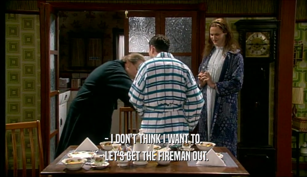 - I DON'T THINK I WANT TO. - LET'S GET THE FIREMAN OUT. 