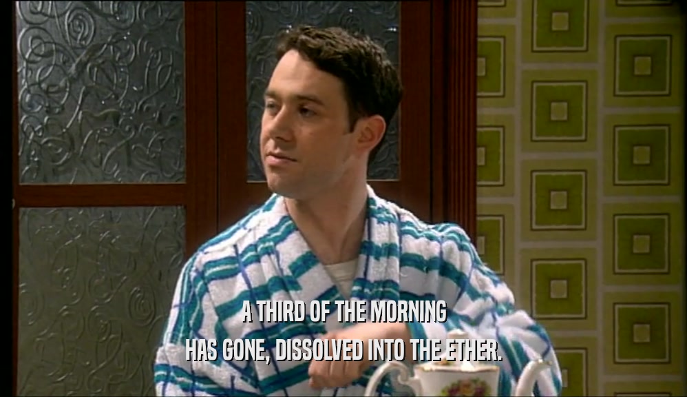 A THIRD OF THE MORNING HAS GONE, DISSOLVED INTO THE ETHER. 