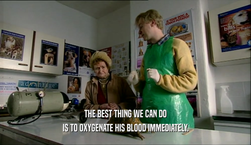 THE BEST THING WE CAN DO IS TO OXYGENATE HIS BLOOD IMMEDIATELY. 