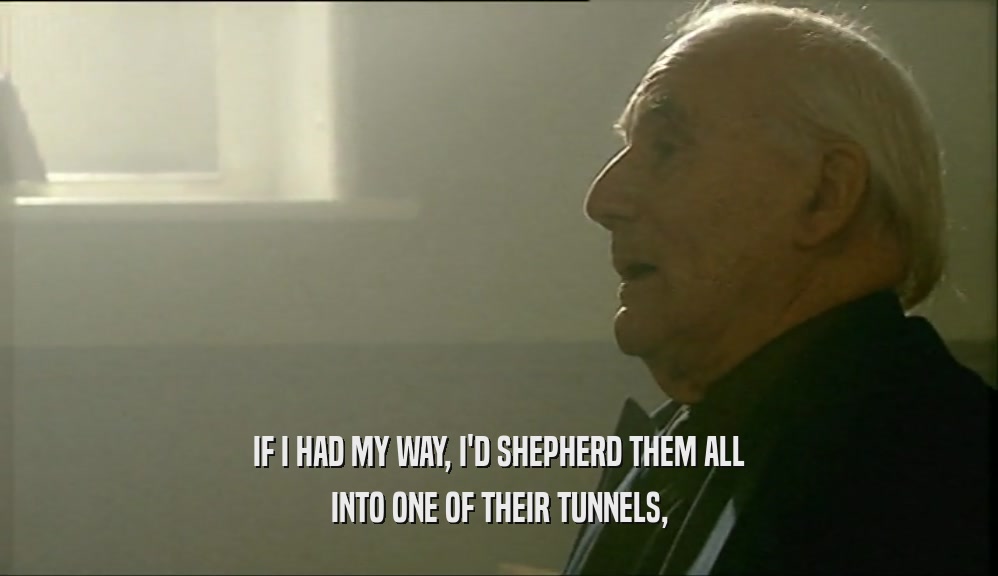 IF I HAD MY WAY, I'D SHEPHERD THEM ALL INTO ONE OF THEIR TUNNELS, 