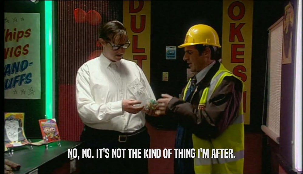 NO, NO. IT'S NOT THE KIND OF THING I'M AFTER.  