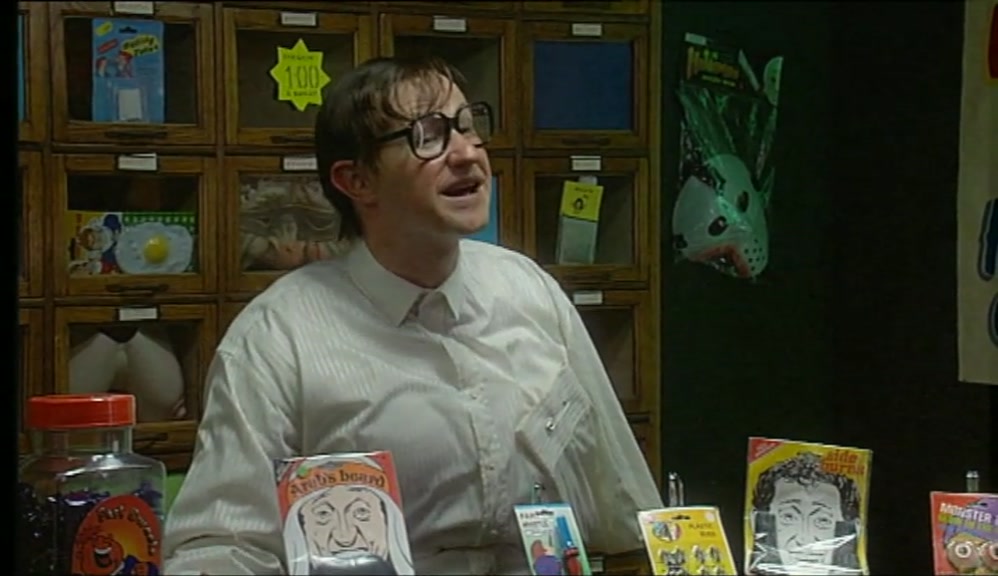 A JAR OF FART SWEETS ON THE COUNTER. NO, MATE. IT'S THE BLOODY BUTCHERS. 