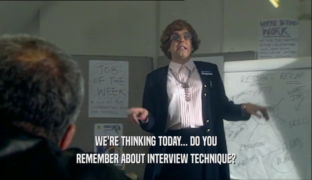 WE'RE THINKING TODAY... DO YOU REMEMBER ABOUT INTERVIEW TECHNIQUE? 