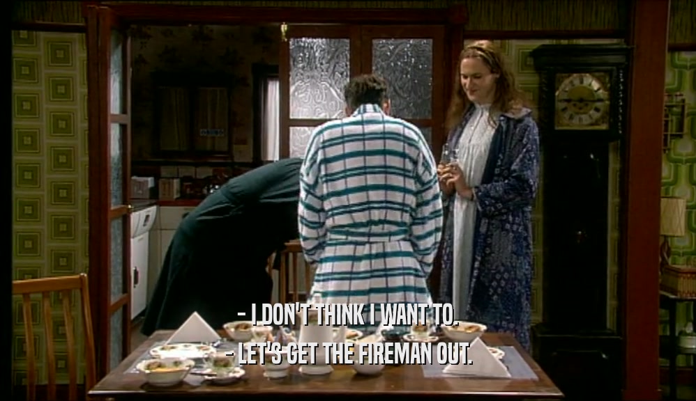 - I DON'T THINK I WANT TO. - LET'S GET THE FIREMAN OUT. 
