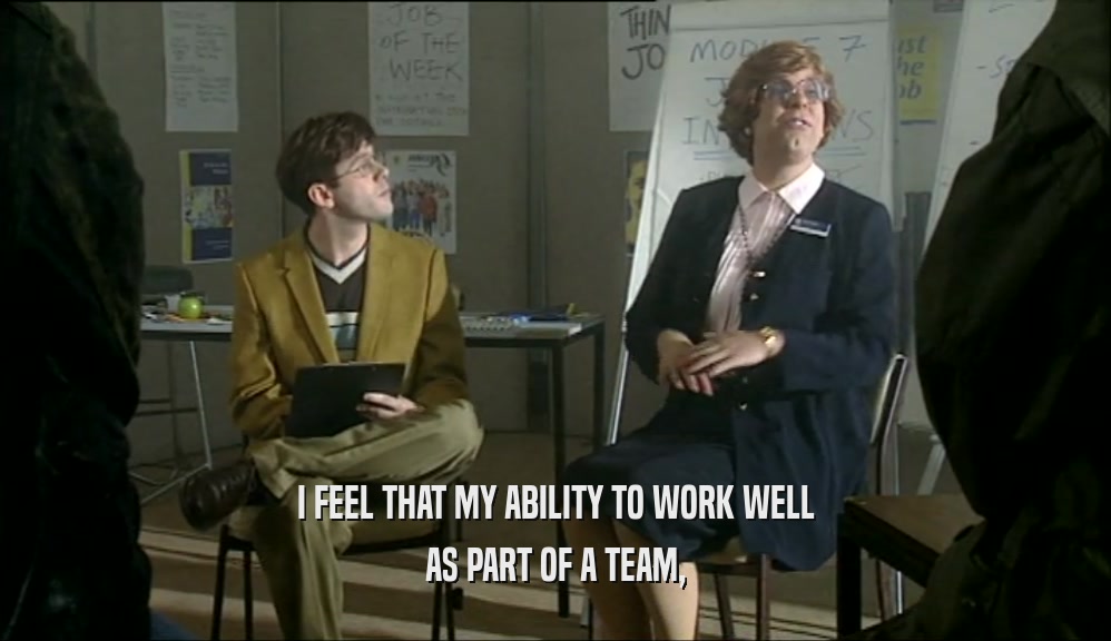 I FEEL THAT MY ABILITY TO WORK WELL
 AS PART OF A TEAM,
 