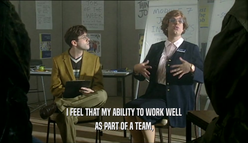 I FEEL THAT MY ABILITY TO WORK WELL
 AS PART OF A TEAM,
 