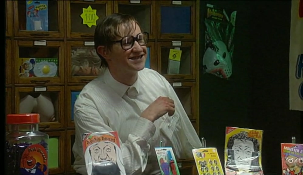 A JAR OF FART SWEETS ON THE COUNTER. NO, MATE. IT'S THE BLOODY BUTCHERS. 