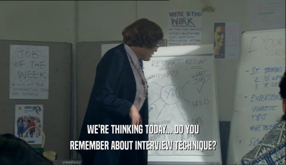 WE'RE THINKING TODAY... DO YOU REMEMBER ABOUT INTERVIEW TECHNIQUE? 