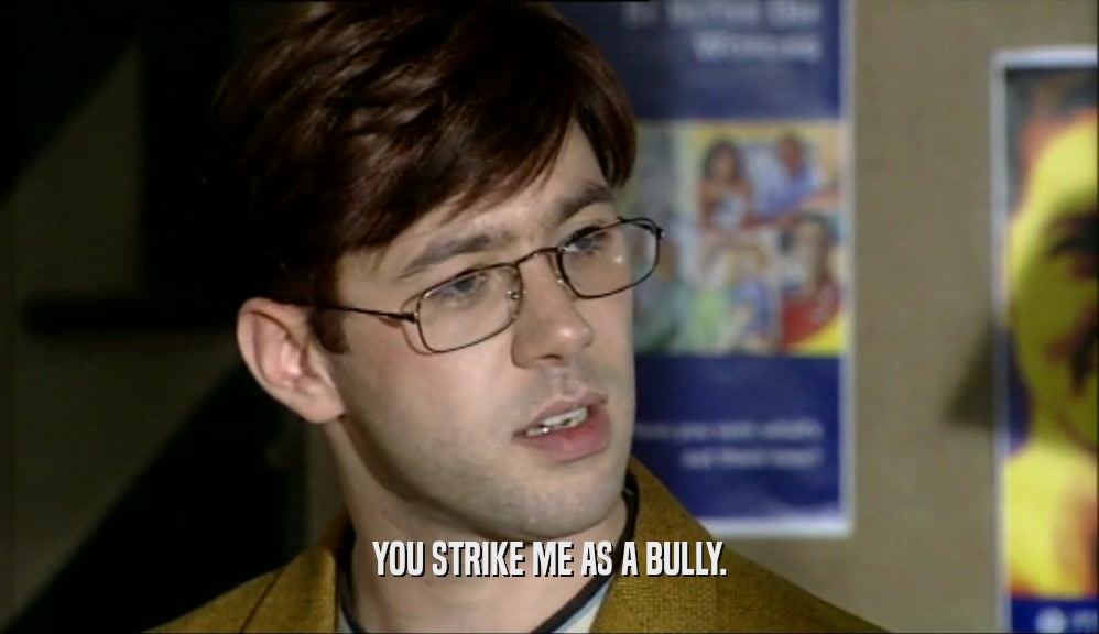 YOU STRIKE ME AS A BULLY.  