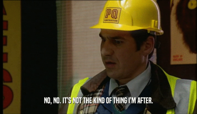 NO, NO. IT'S NOT THE KIND OF THING I'M AFTER.  