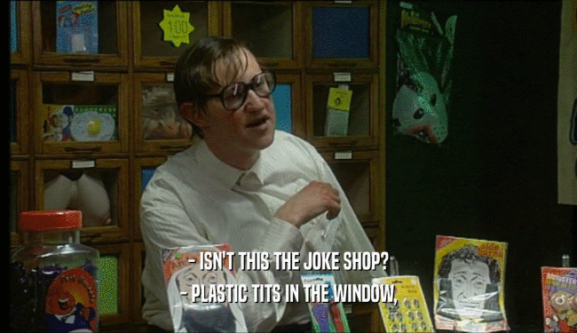 - ISN'T THIS THE JOKE SHOP? - PLASTIC TITS IN THE WINDOW, 