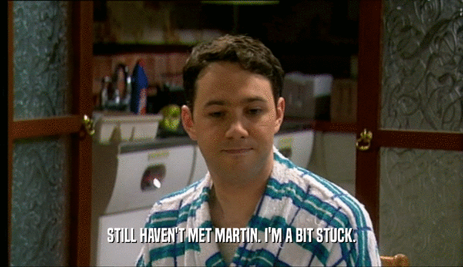 STILL HAVEN'T MET MARTIN. I'M A BIT STUCK.  