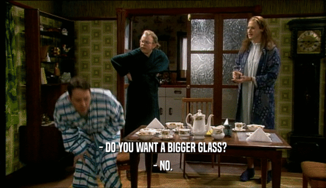 - DO YOU WANT A BIGGER GLASS? - NO. 