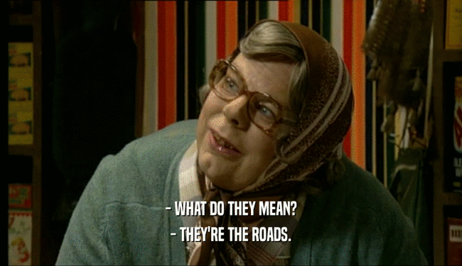 - WHAT DO THEY MEAN? - THEY'RE THE ROADS. 