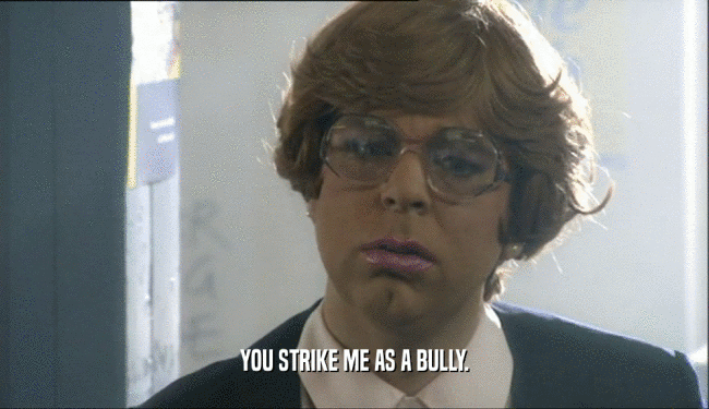 YOU STRIKE ME AS A BULLY.  