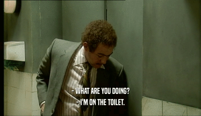 - WHAT ARE YOU DOING? - I'M ON THE TOILET. 