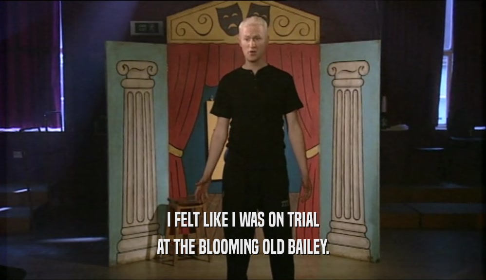 I FELT LIKE I WAS ON TRIAL
 AT THE BLOOMING OLD BAILEY.
 