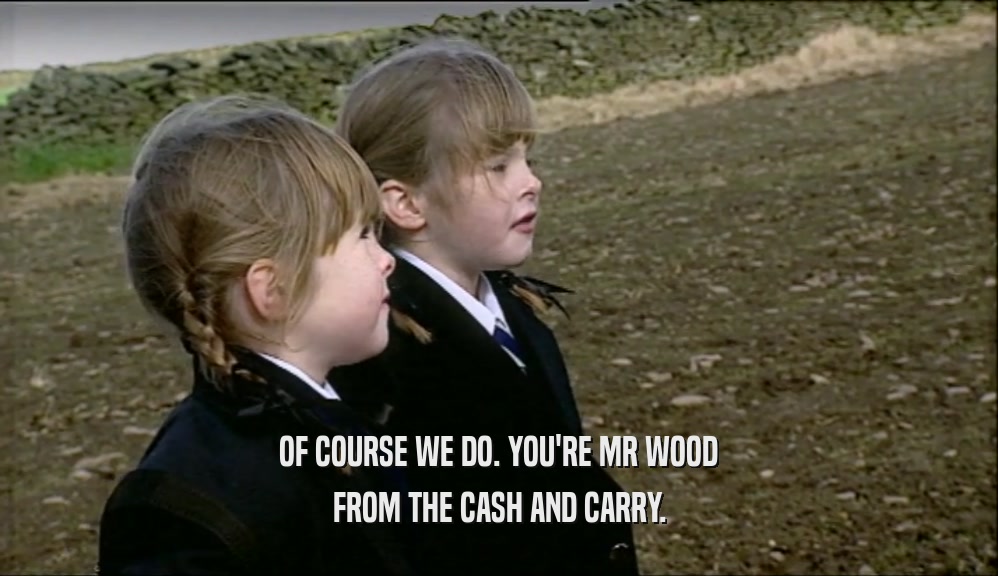 OF COURSE WE DO. YOU'RE MR WOOD FROM THE CASH AND CARRY. 