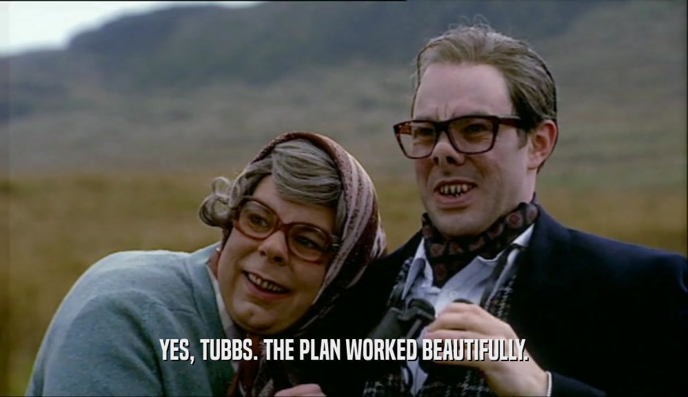 YES, TUBBS. THE PLAN WORKED BEAUTIFULLY.
  