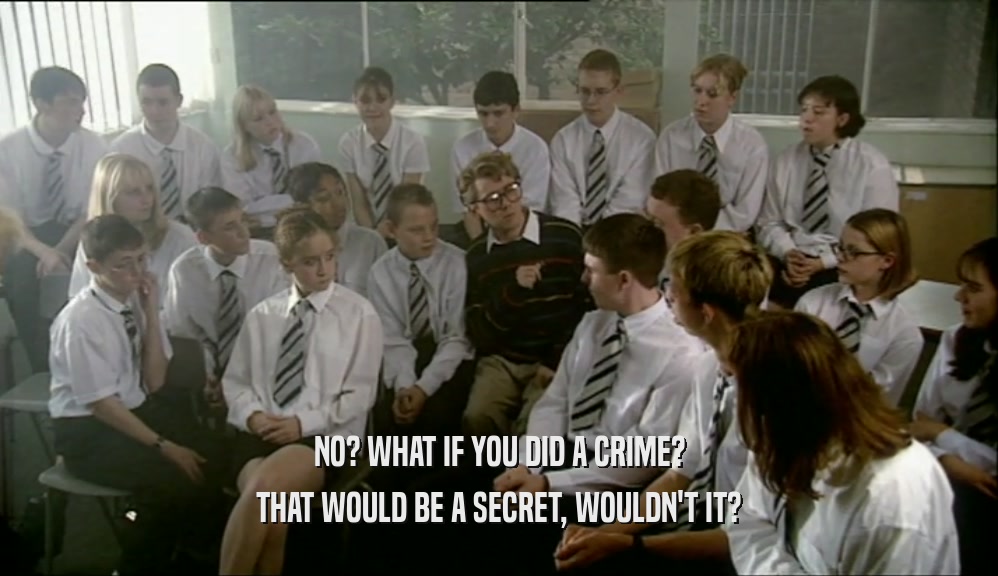 NO? WHAT IF YOU DID A CRIME? THAT WOULD BE A SECRET, WOULDN'T IT? 