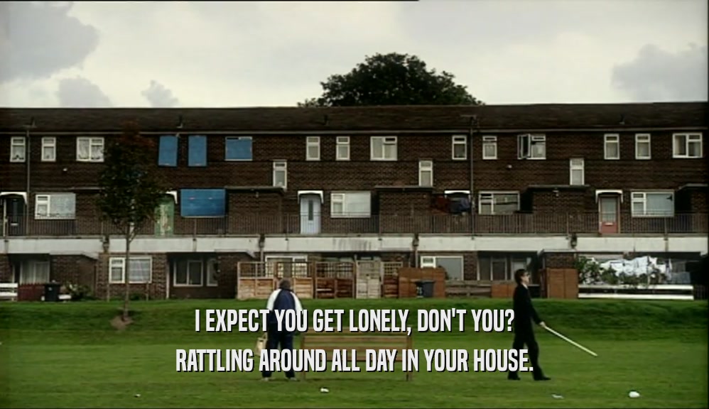 I EXPECT YOU GET LONELY, DON'T YOU? RATTLING AROUND ALL DAY IN YOUR HOUSE. 
