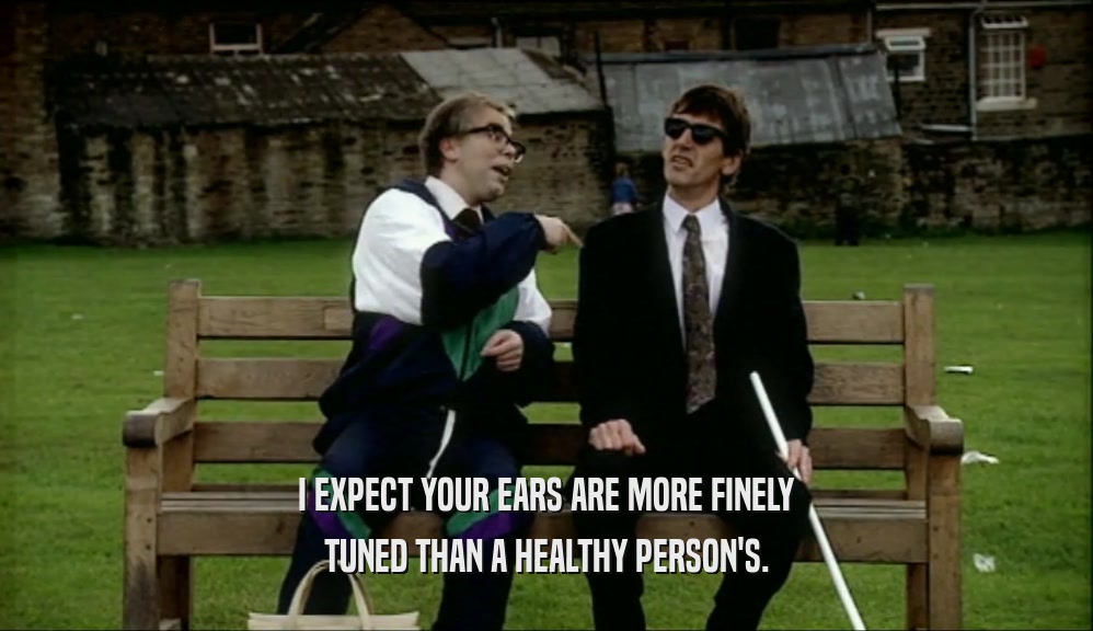 I EXPECT YOUR EARS ARE MORE FINELY
 TUNED THAN A HEALTHY PERSON'S.
 
