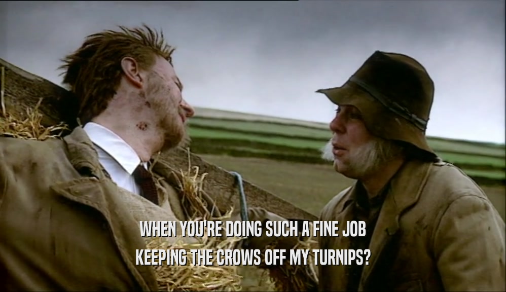WHEN YOU'RE DOING SUCH A FINE JOB
 KEEPING THE CROWS OFF MY TURNIPS?
 