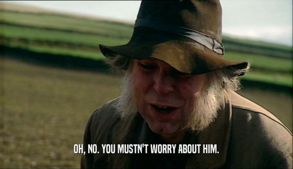 OH, NO. YOU MUSTN'T WORRY ABOUT HIM.  