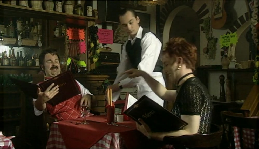 - WELL. THANKS, LUIGI. - HE WANTS A BIB. 