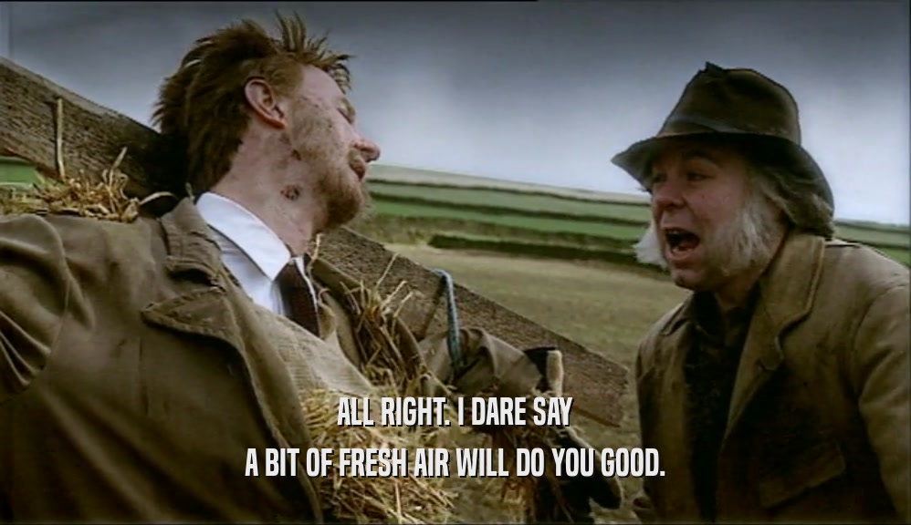 ALL RIGHT. I DARE SAY A BIT OF FRESH AIR WILL DO YOU GOOD. 