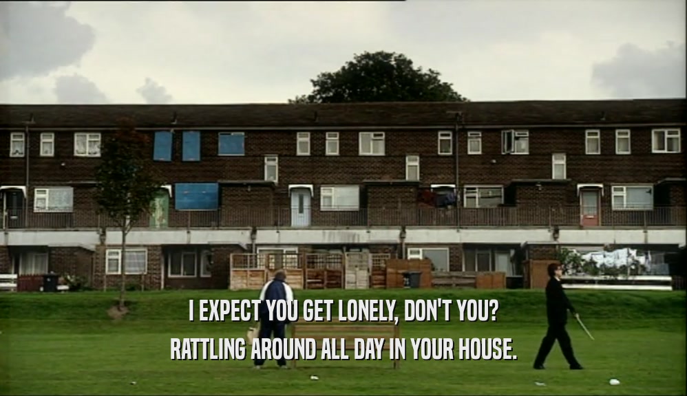 I EXPECT YOU GET LONELY, DON'T YOU? RATTLING AROUND ALL DAY IN YOUR HOUSE. 