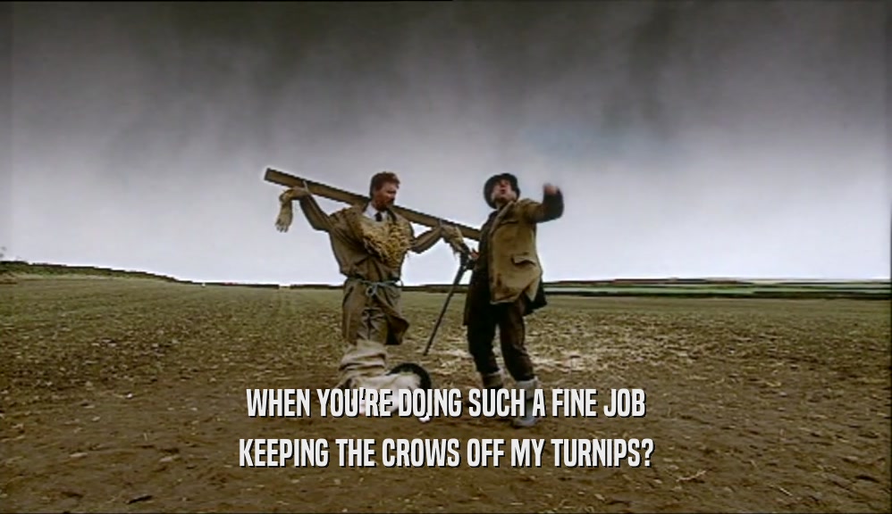 WHEN YOU'RE DOING SUCH A FINE JOB
 KEEPING THE CROWS OFF MY TURNIPS?
 