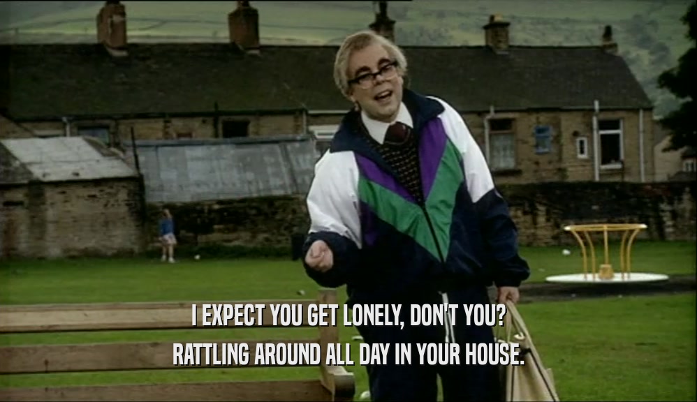 I EXPECT YOU GET LONELY, DON'T YOU? RATTLING AROUND ALL DAY IN YOUR HOUSE. 
