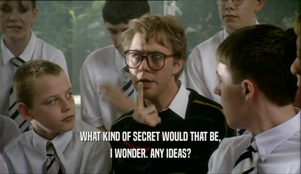 WHAT KIND OF SECRET WOULD THAT BE,
 I WONDER. ANY IDEAS?
 