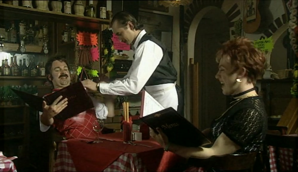 - WELL. THANKS, LUIGI. - HE WANTS A BIB. 