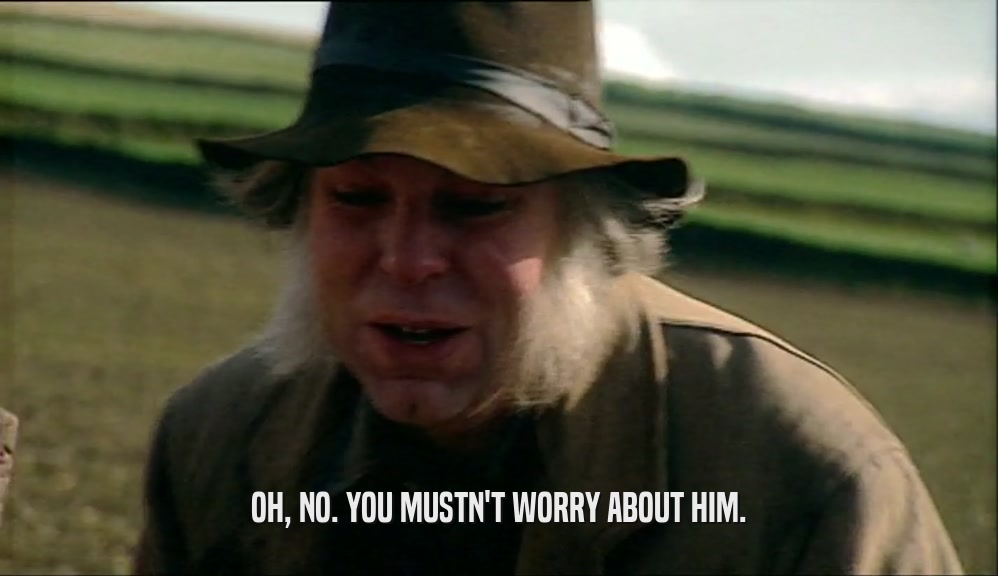 OH, NO. YOU MUSTN'T WORRY ABOUT HIM.  