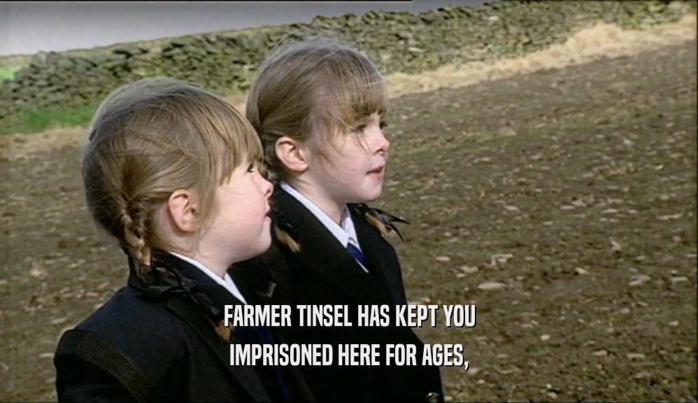 FARMER TINSEL HAS KEPT YOU IMPRISONED HERE FOR AGES, 