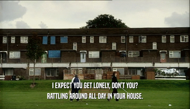I EXPECT YOU GET LONELY, DON'T YOU? RATTLING AROUND ALL DAY IN YOUR HOUSE. 