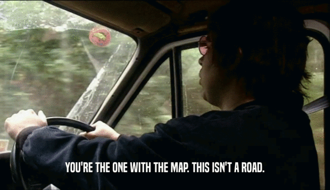 YOU'RE THE ONE WITH THE MAP. THIS ISN'T A ROAD.  